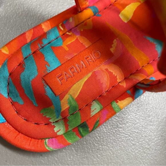Farm Rio Sandal Flat Tropical Tube Strap Buckle Beaded Orange Size 7 NIB - Picture 5 of 9